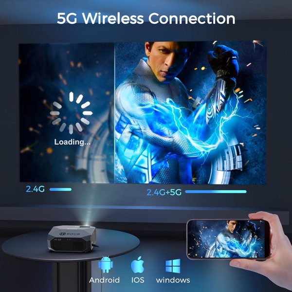 Native 1080P Projector with 5G WiFi & Bluetooth - 4K Support, 15000 Lumens