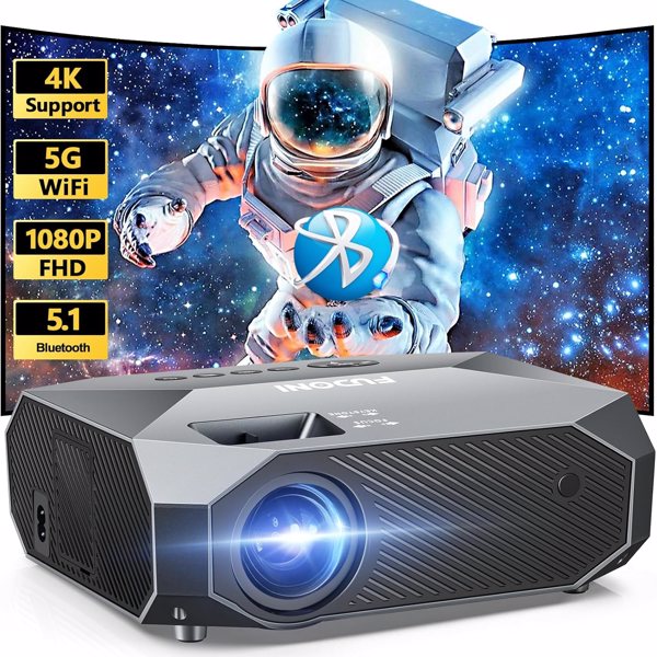 Native 1080P Projector with 5G WiFi & Bluetooth - 4K Support, 15000 Lumens