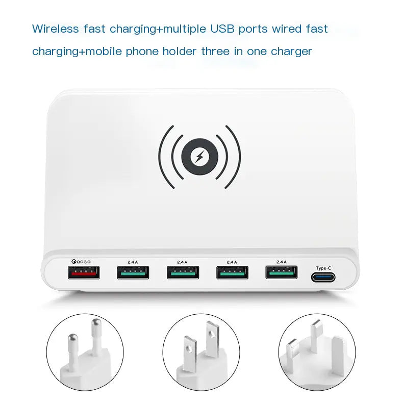 Multi-Port Wireless Charger with 6 USB-C Ports