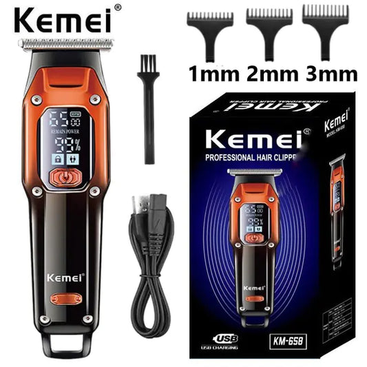 Kemei KM-658 LCD USB Hair Clipper for Barbers